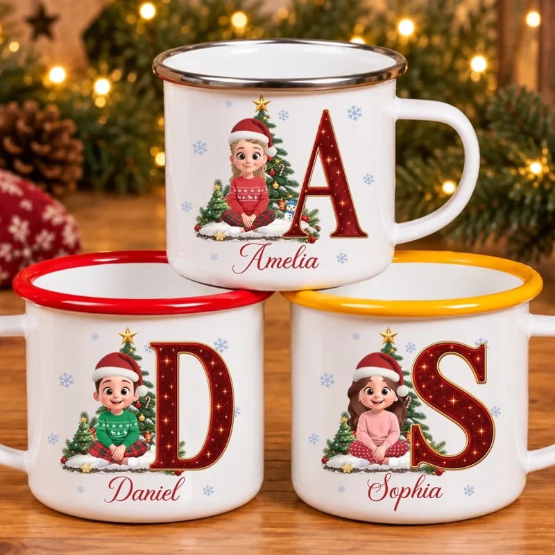 Custom Name Christmas Gifts for Kids - Personalized Enamel Mug