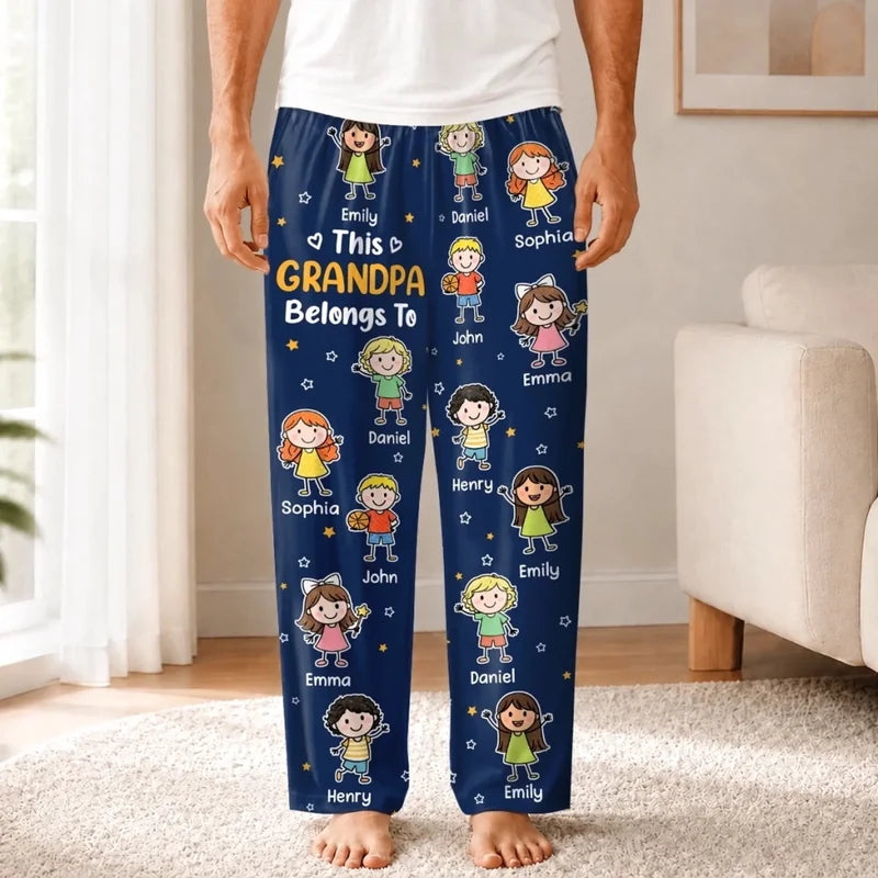 Custom Name Grandpa Grandma Belongs To Grandkids Gifts - Personalized Pajama Pants