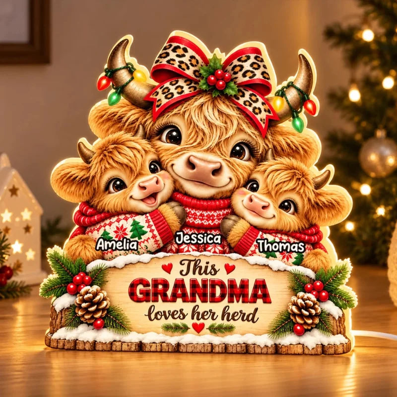 This Grandma Loves Her Herd - Personalized Light Box - Heartfelt Christmas Gift for Grandma