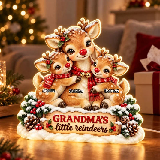 Grandma's Little Reindeers - Personalized Light Box - Heartfelt Christmas Gift for Grandma