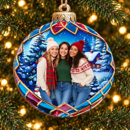 Custom Photo Together At Christmas Bestie Gifts - Personalized Ornament