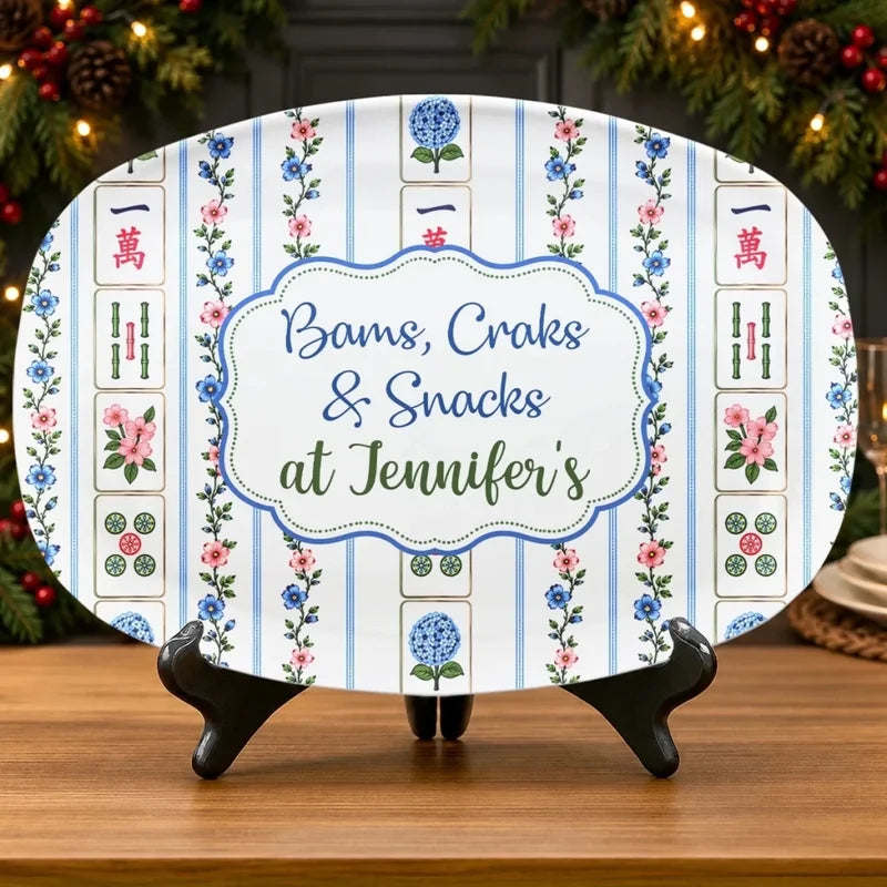 Custom Name Mahjong Game Night Gifts - Personalized Platter