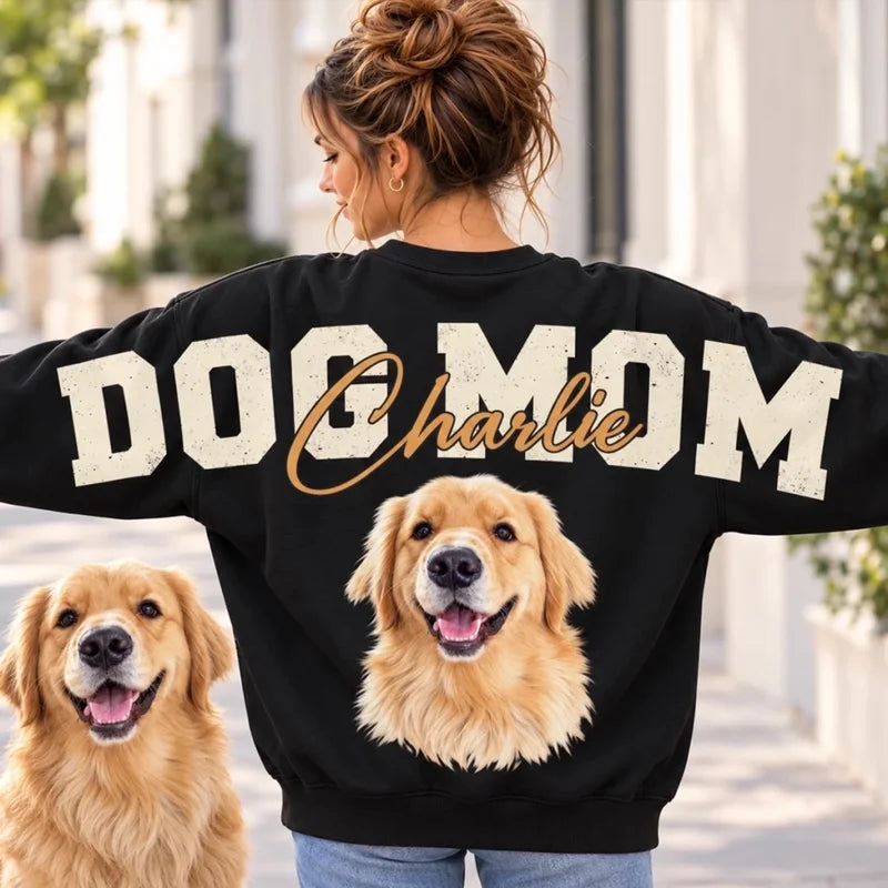 Custom Photo Name Dog Lover Gifts - Personalized Arm To Arm Sweatshirt