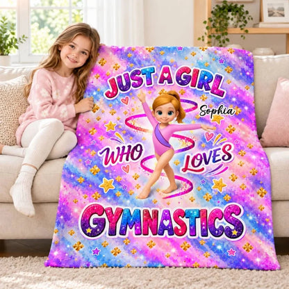 Pretty Gymnastic Girl Custom Name - Personalized Fleece Blanket - Christmas Gift For Gymnast, Daught