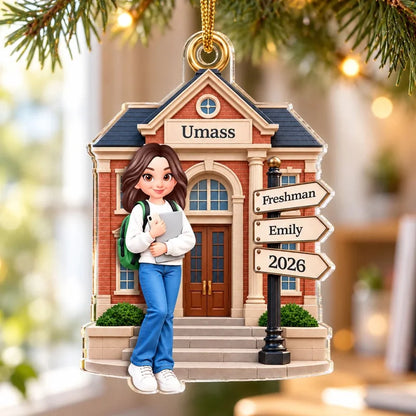 1st Year Of College 2D Flat - Personalized Acrylic Ornament - Christmas Gift for Freshman