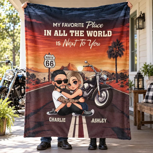 Bikers Couple Riding Partners for Life - Personalized Fleece Blanket - Gift for Him, Gift for Her