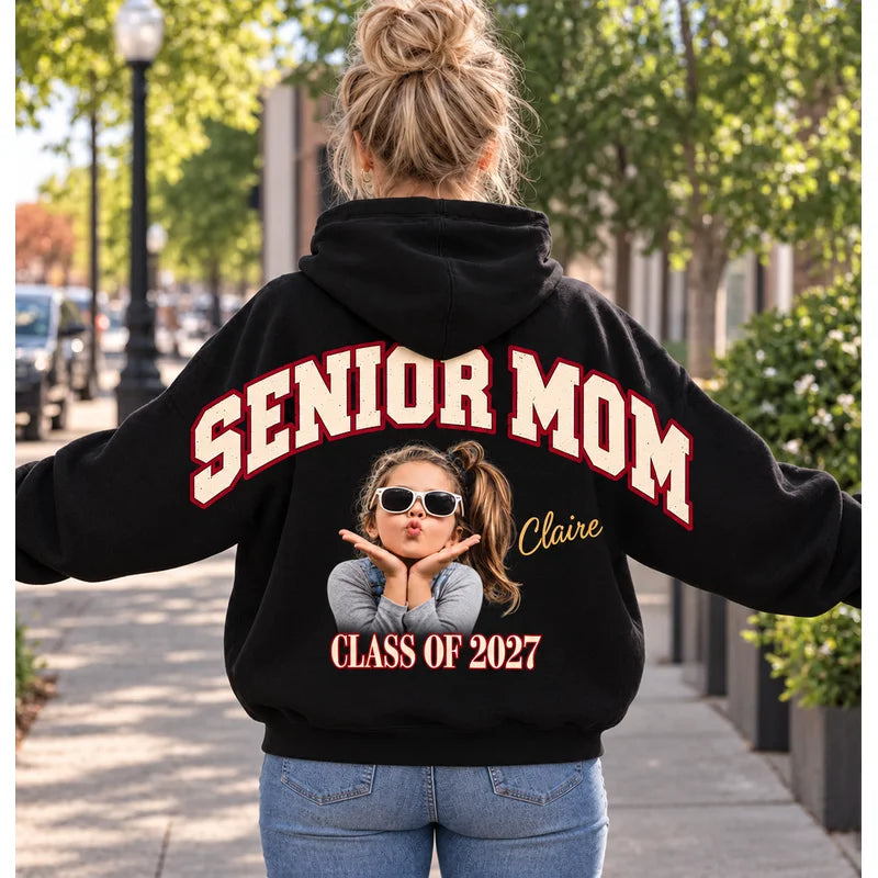 Custom Retro Senior Mom 2027 Shoulder to Shoulder Sweatshirt & Hoodie - Personalized Class of 2027 G