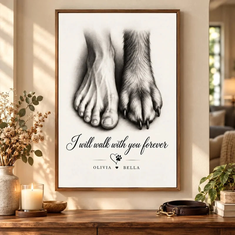 I Will Walk with You Forever - Personalized Poster - Heartfelt Memorial Sympathy Gift for Dog Cat Lo