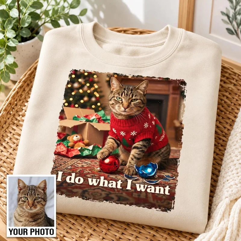 I Do What I Want Trouble Maker Upload Pet Photo - Personalized Shirt - Funny Christmas Gift For Pet 