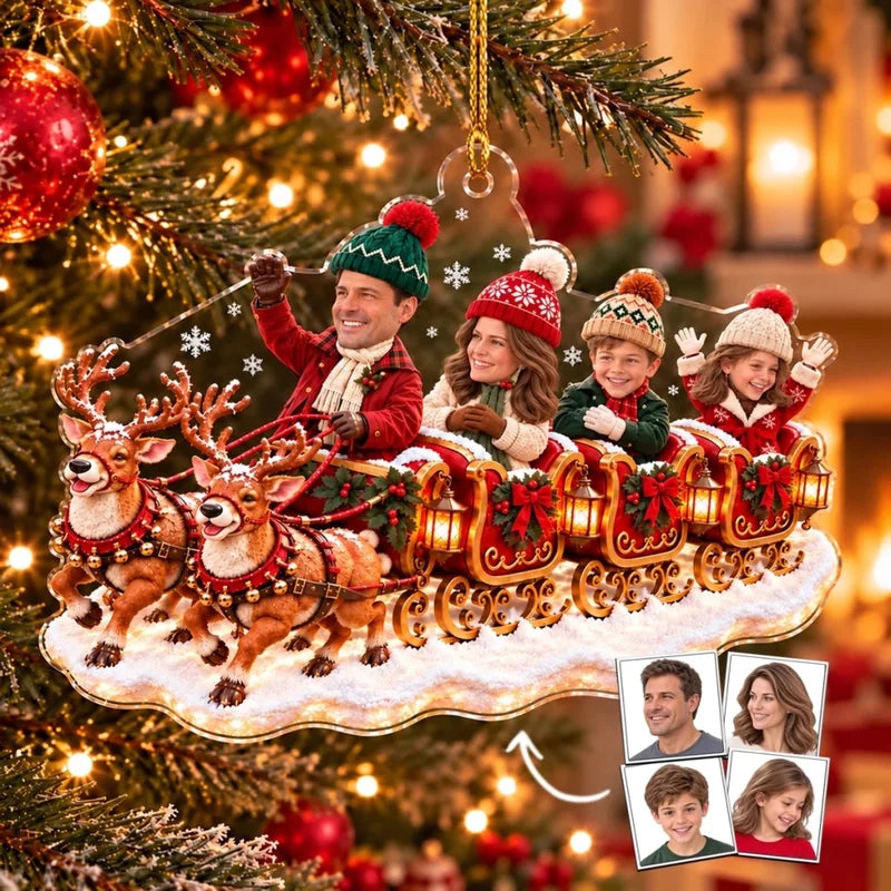 Family Joy Rides Every Christmas - Personalized Acrylic Ornament