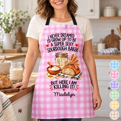 Custom Name Funny Sourdough Baker Gifts for Women - Personalized Apron