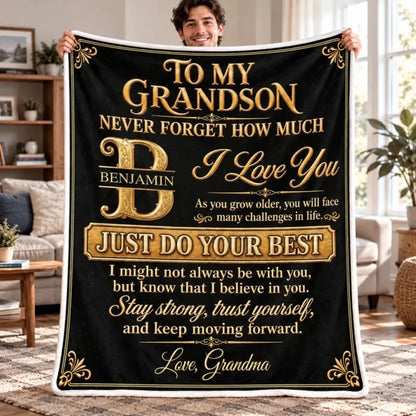 Custom Name Just Do Your Best Gifts For Grandson And Granddaughter - Personalized Blanket