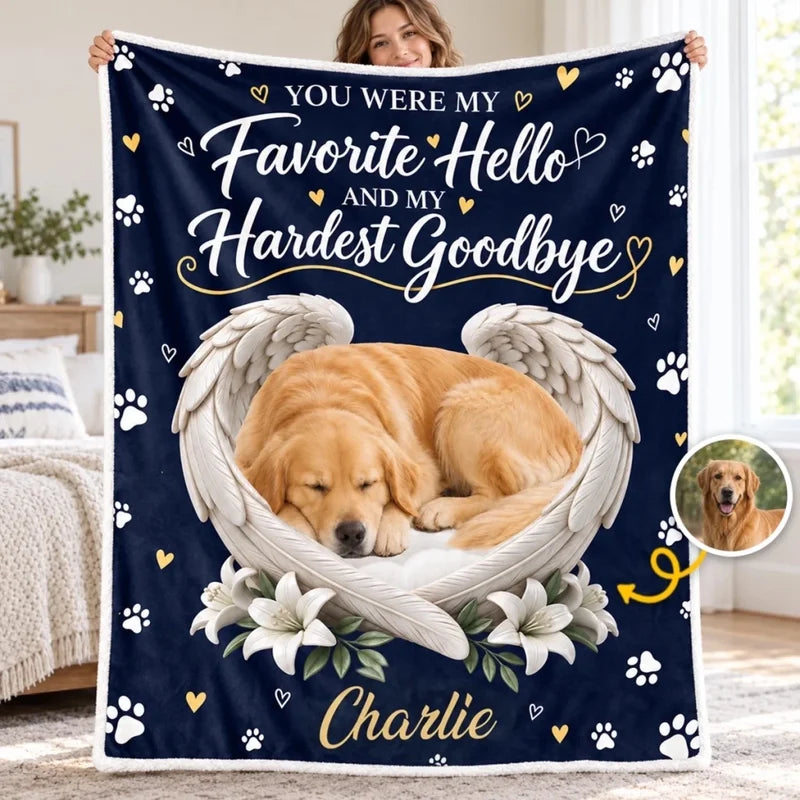 Custom Pet Photo Angel Memorial Gifts - Personalized Blanket