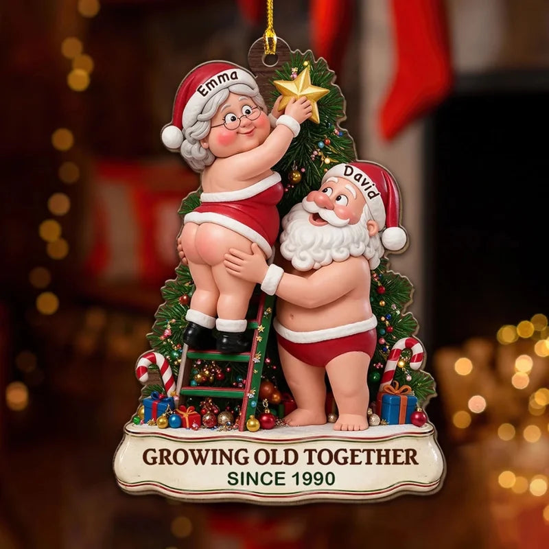 Custom Couple Christmas Ornament, Anniversary Gift •  Still Crazy About You - Personalized Wood Orna