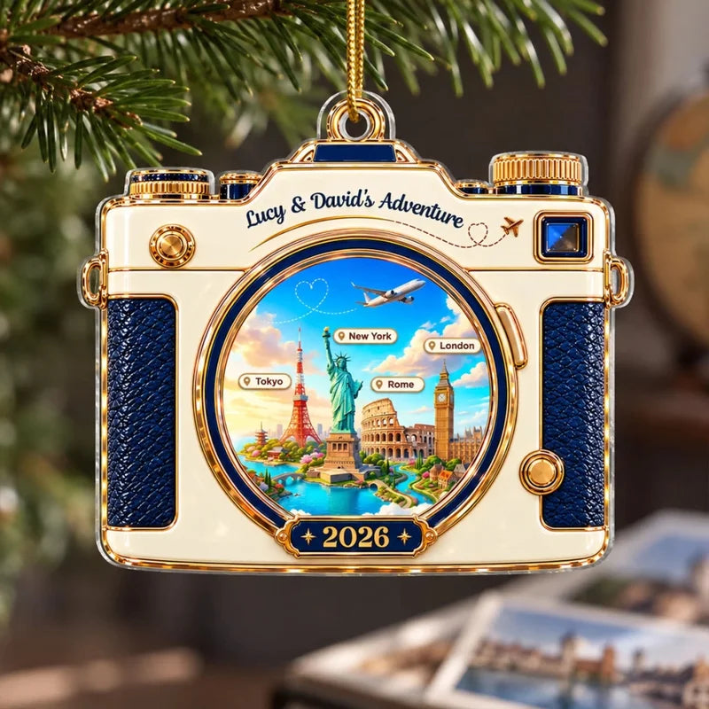 Travel Destination Landmarks Camera Lens 2D Flat Printed - Personalized Acrylic Ornament - Traveling