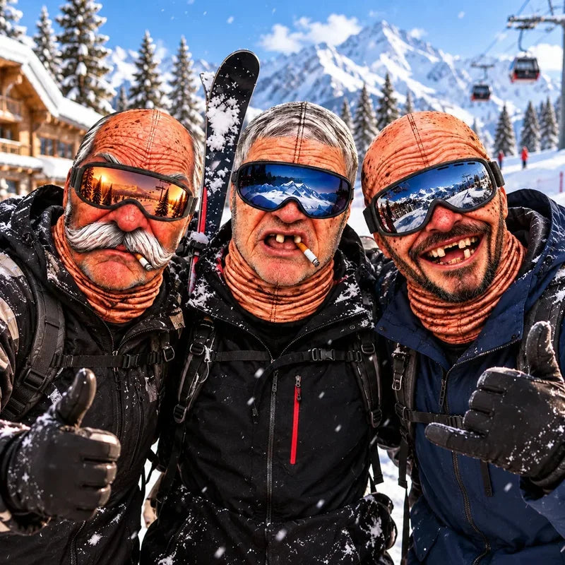 Personalized Funny Ski Mask with Old Man Face Design for Snow Days, Creative Gift for Skiers