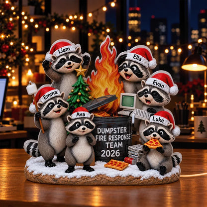 Personalized Acrylic Light Box, Funny Raccoons Around a Flaming Dumpster, Unique Christmas Gift for 