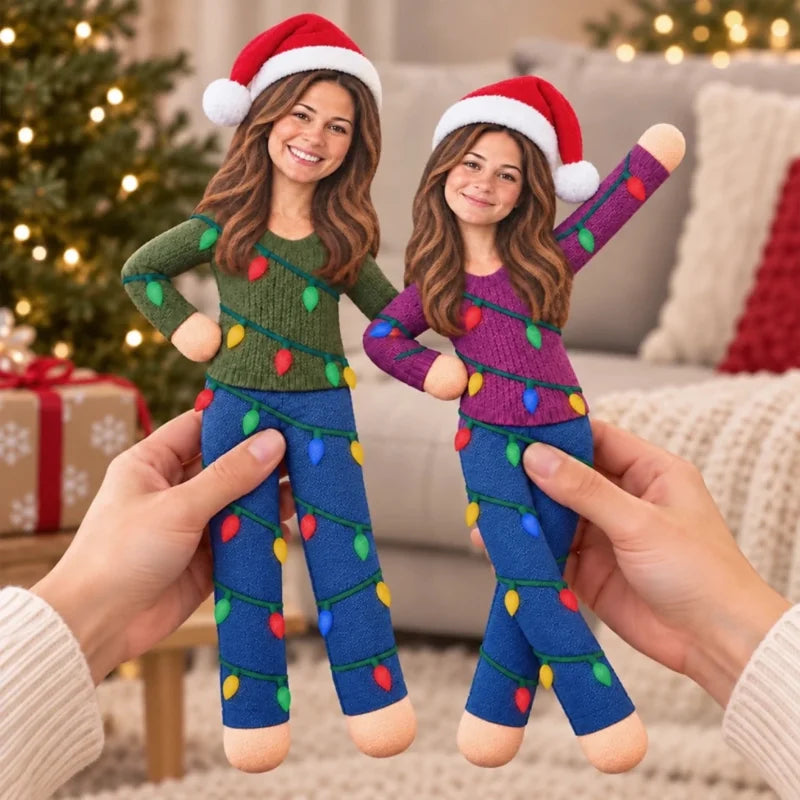 Custom Photo Christmas Light Poseable Doll Holiday Gifts For Sisters, Coworkers And Family - Persona
