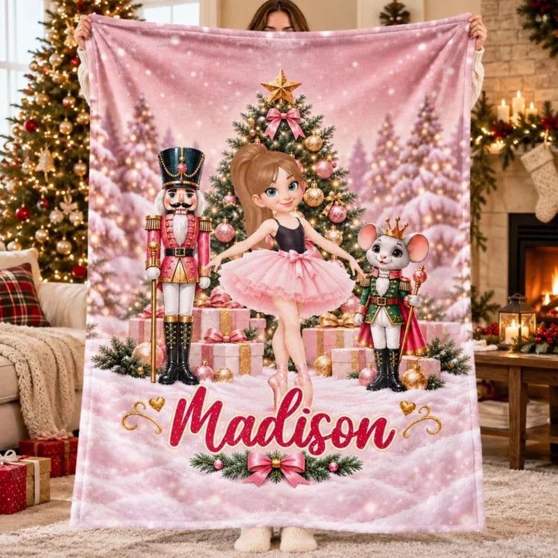 The Nutcracker Ballet Dancer - Personalized Fleece Blanket - Christmas Gift for Daughter, Granddaugh