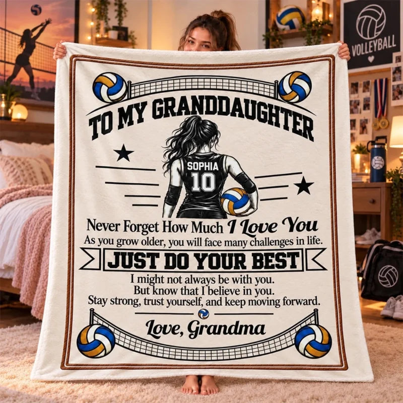 Custom Name Volleyball Gifts For Granddaughter - Personalized Blanket