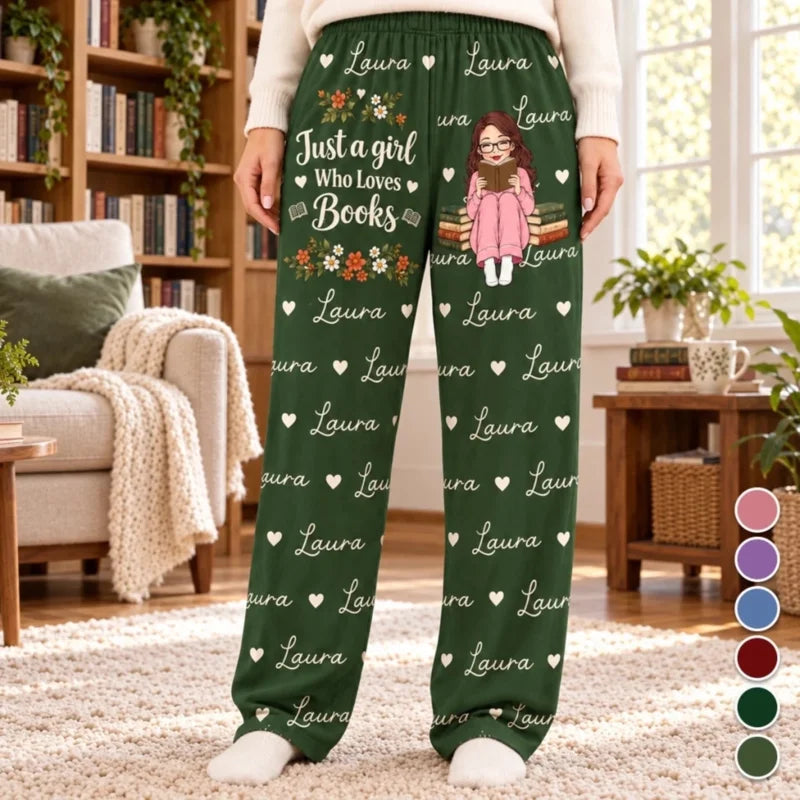 Custom Name Just a Girl Who Loves Books Gifts for Book Lovers - Personalized Pajamas