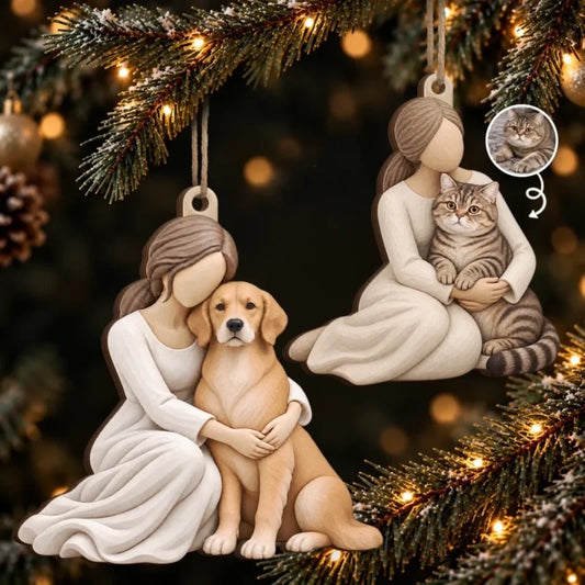 Custom Pet Photo Christmas Gifts for Pet Lovers - Personalized Wooden Ornament