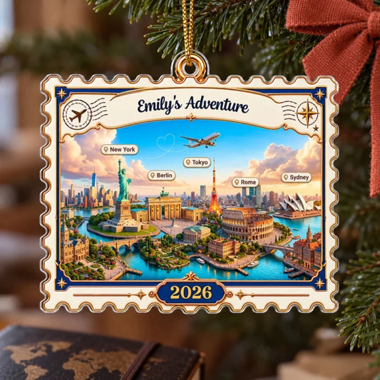 Travel Destinations Stamp 2D Flat Printed - Personalized Acrylic Ornament - Traveling Destination Ke