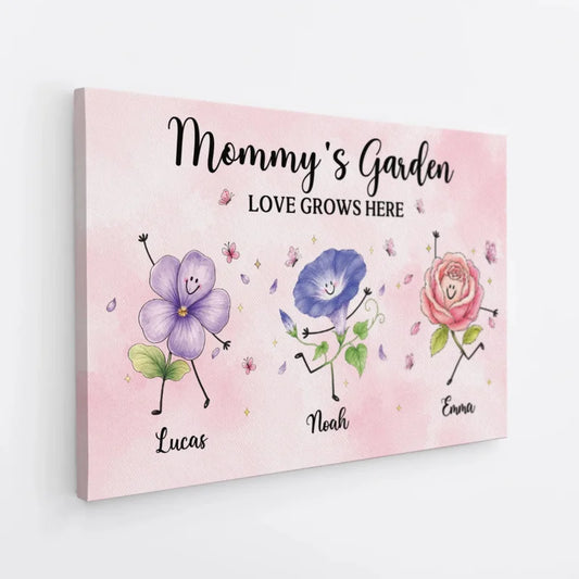Grandma's Garden Love Grows Here Personalized Canvas / Poster - Custom Gardening Wall Art Gift