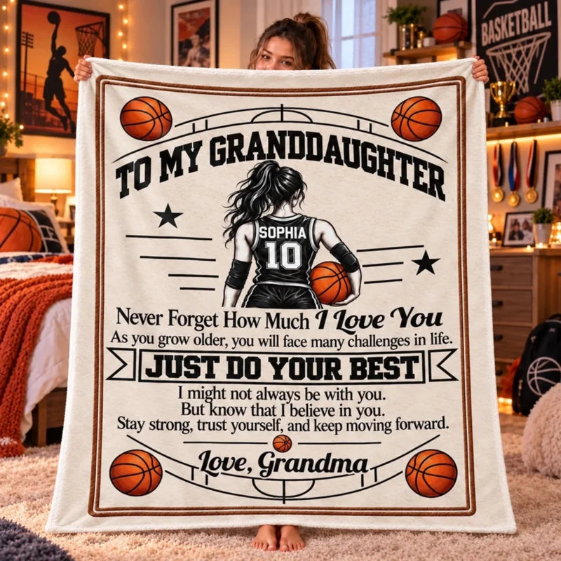 Custom Name Basketball Gifts For Granddaughter - Personalized Blanket