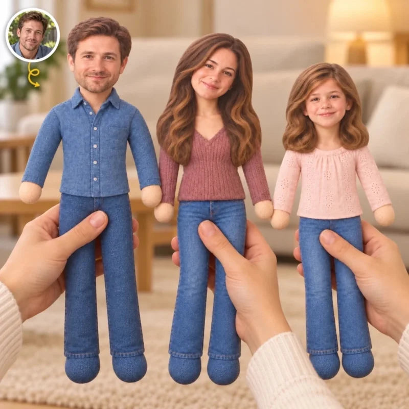 Custom Photo Family Gifts - Personalized Poseable Plush Doll