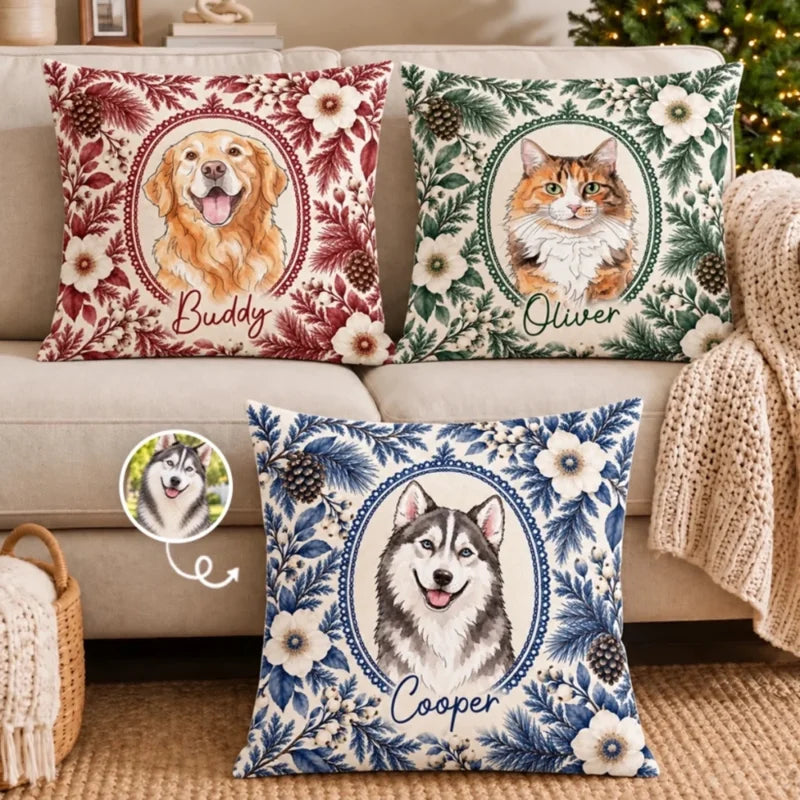 Personalized Pet Memorial Photo Christmas Pillow for Pet Lovers