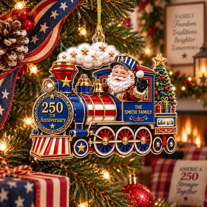 Custom Family Ornament, Christmas Gift for Family Members •  Honoring America With Family Pride - Pe