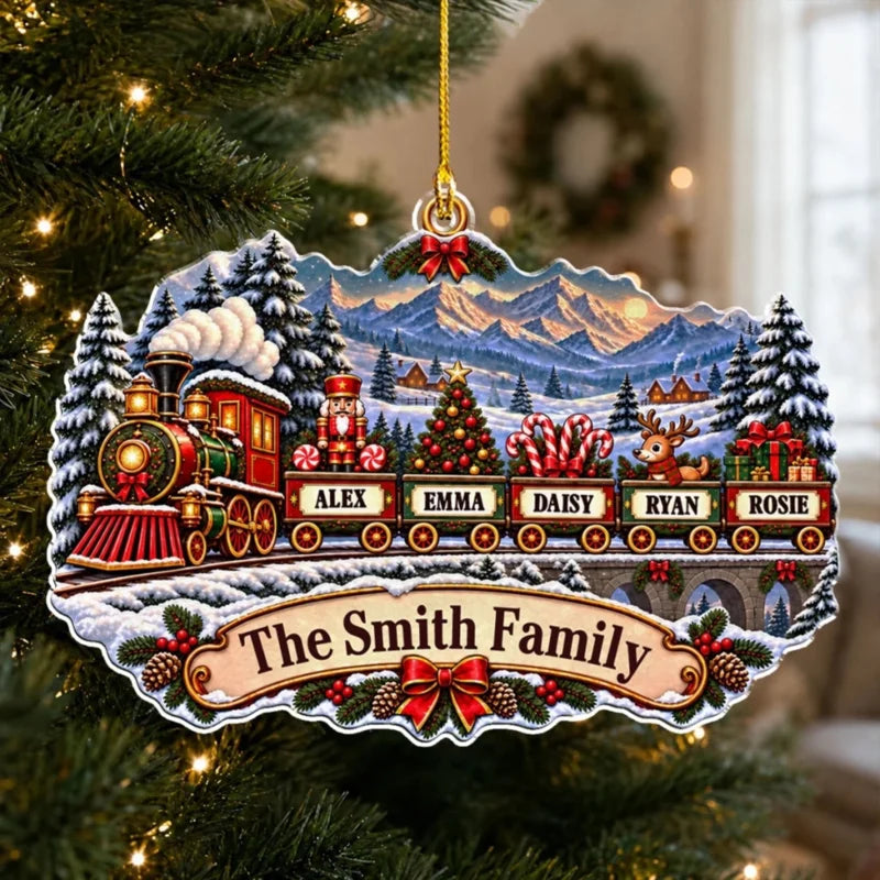 Custom Family Ornament, Christmas Gift for Family Members •  The Holiday Memory Train - Personalized