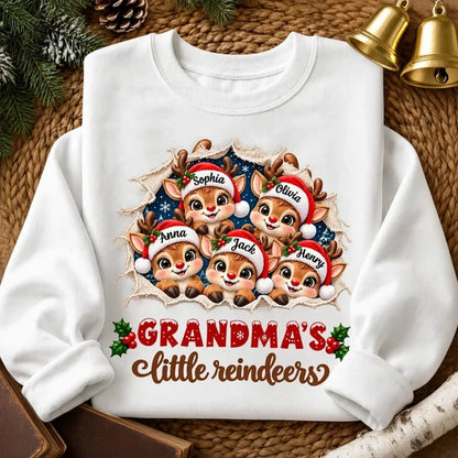 Personalized Cute Reindeer Snow Peeking T-Shirt for Grandma