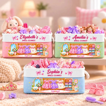 Personalized Doll Closet Custom Name Storage Rope Basket