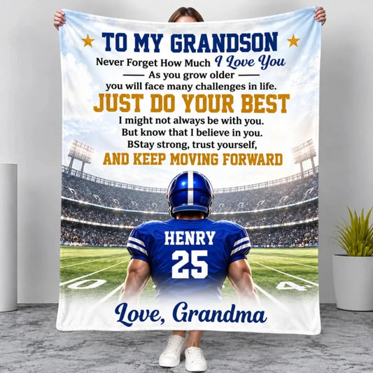Personalized Colorful Children Grandkids Fleece Throw Blanket