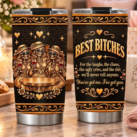 Personalized Besties Through Chaos Insulated Travel Tumbler