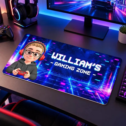 Custom Name Gamer Character Gifts for Kids - Personalized Desk Mat