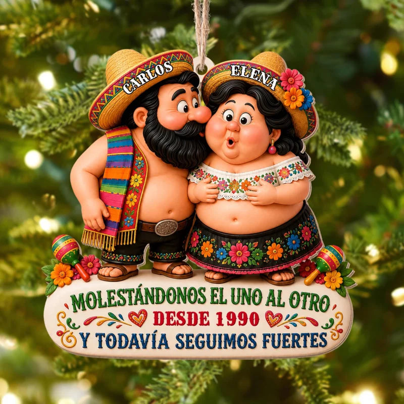 Molestándonos El Uno Al Otro Hispanic Couple With Sombrero And Maracas - Personalized Custom Wood Or