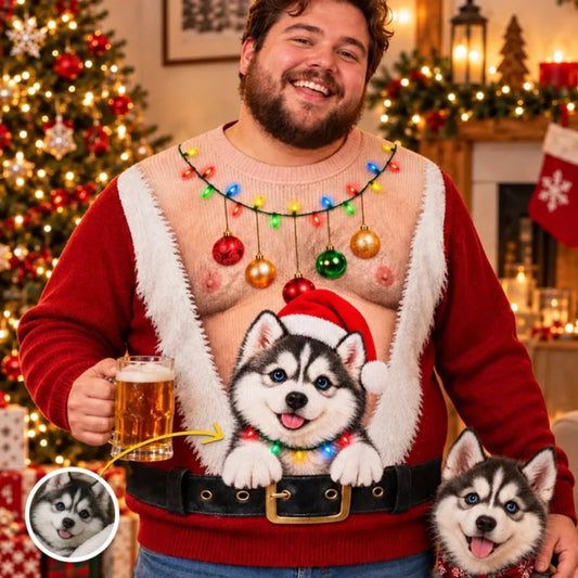 Personalized Funny Pet Photo Christmas Ugly Holiday Sweatshirt