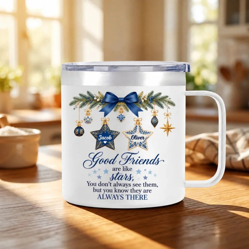 Personalized Good Friends Stars Stainless Tumbler with Handle