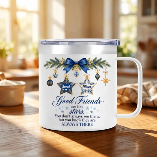 Personalized Good Friends Stars Stainless Tumbler with Handle