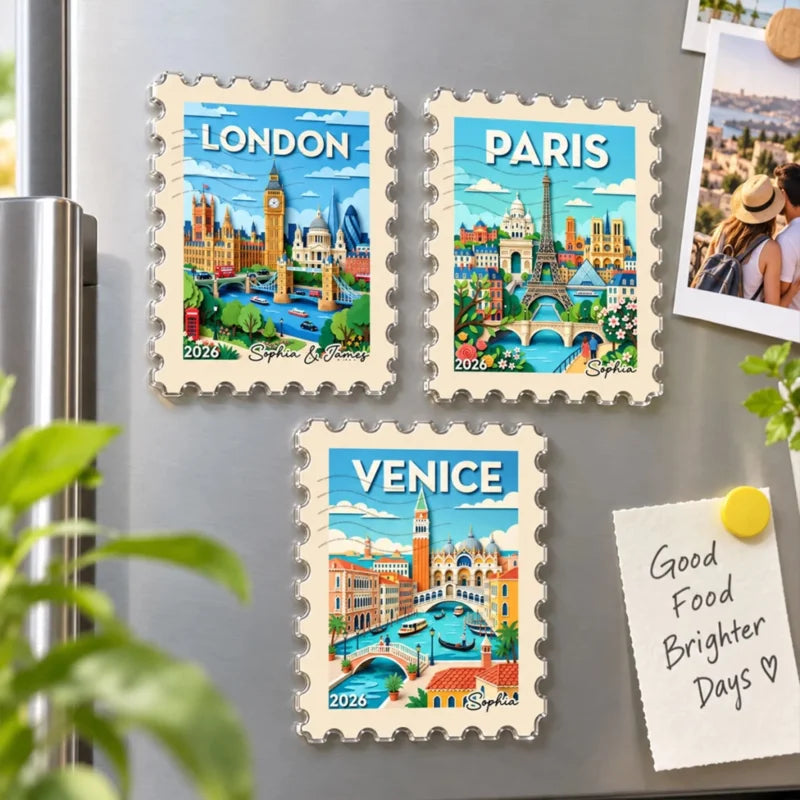 Personalized City Landscape Stamp Acrylic Fridge Magnet