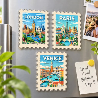 Personalized City Landscape Stamp Acrylic Fridge Magnet