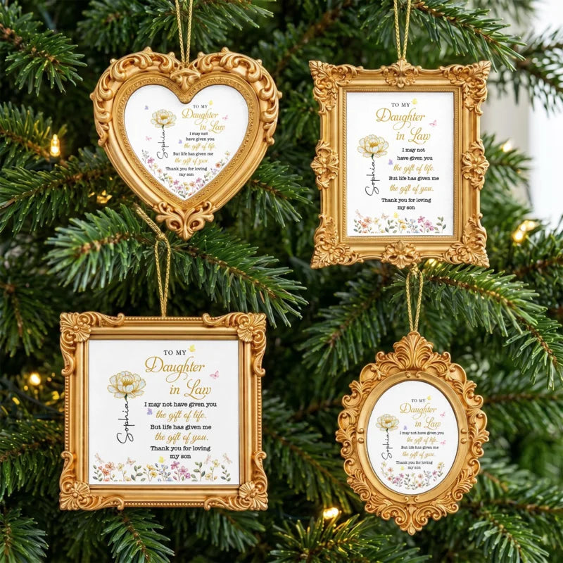 Personalized To My Daughter In Law Golden Flower Ornate Ornament