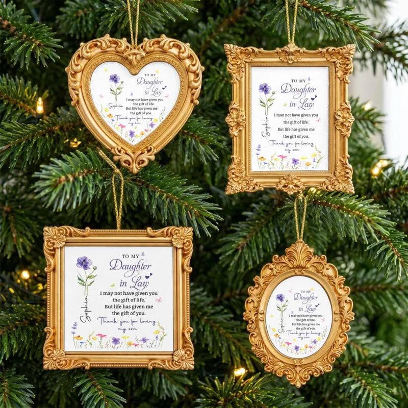 To My Daughter In Law Life Has Given Me The Gift Of You Flowers - Personalized Ornate Ornament - DIL