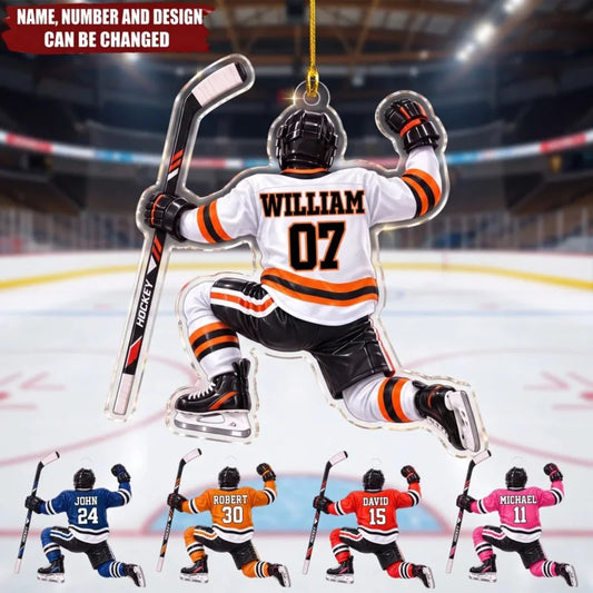 Personalized Forever Hockey Player Acrylic Keepsake Ornament