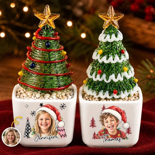 Custom Photo Christmas Tree Gifts for Kids - Personalized Glass Everlasting Christmas