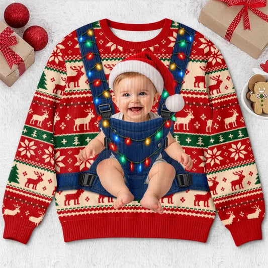 Custom Photo Christmas Gifts for New Dads - Personalized Ugly Sweatshirt