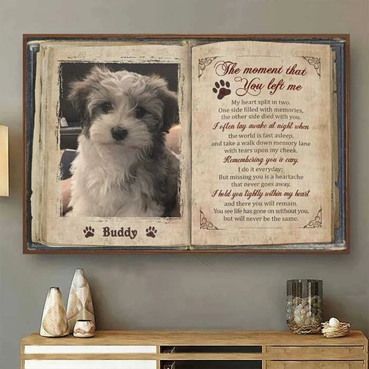 "The Moment That You Left Me" Personalized Pet Memorial Canvas – Sympathy Gift for Dog & Cat Loss